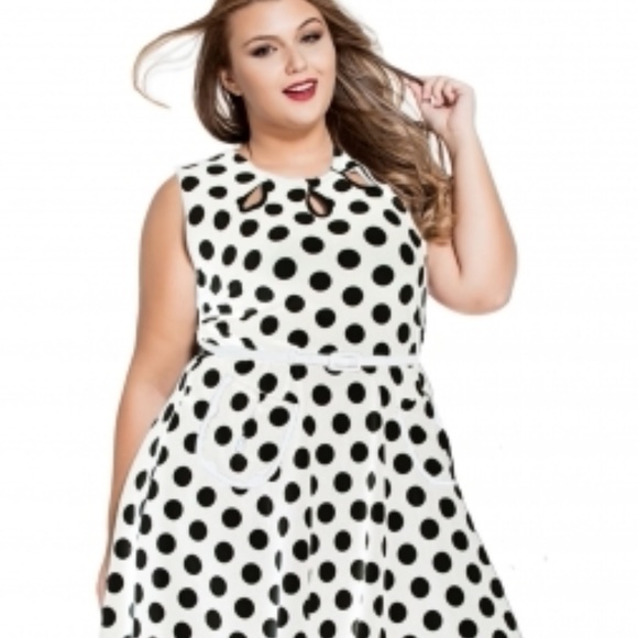 plus size white polka dot dress
